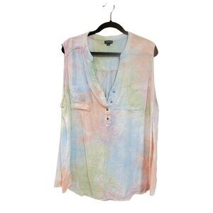 Torrid Womens Sleeveless Tie-Dye Blouse Size 3 Button Front Lightweight Top